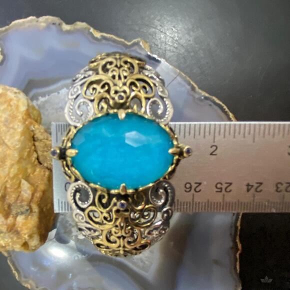 Carolyn Pollack Sterling/Brass Faceted Blue Quartzite Doublet Tanzanite Bracelet - Picture 10 of 10